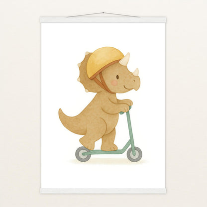 Dinosaurier Triceratops - Motiv: "Roller" Poster mit Leisten von tinylearner