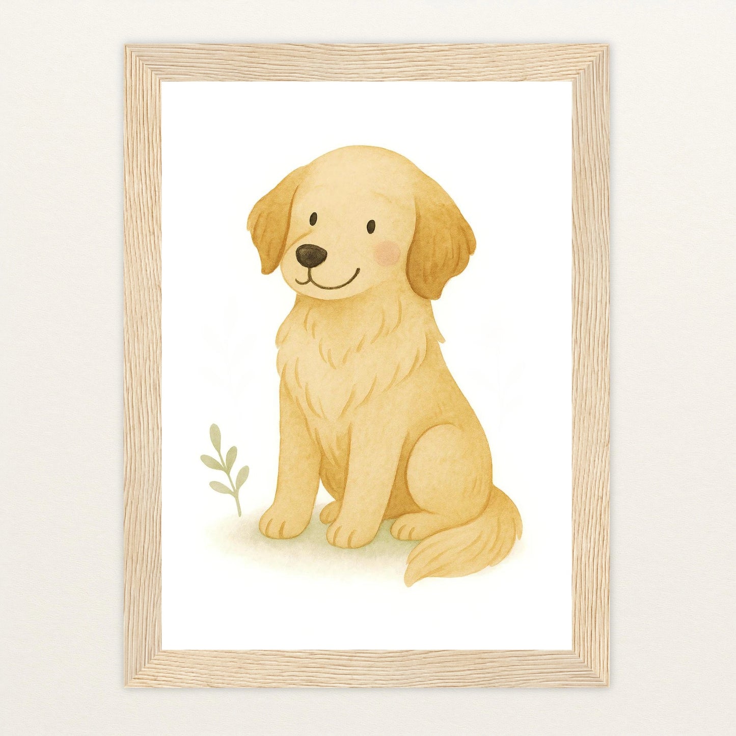 Hugo der Hund Poster mit Holzrahmen von tinylearner