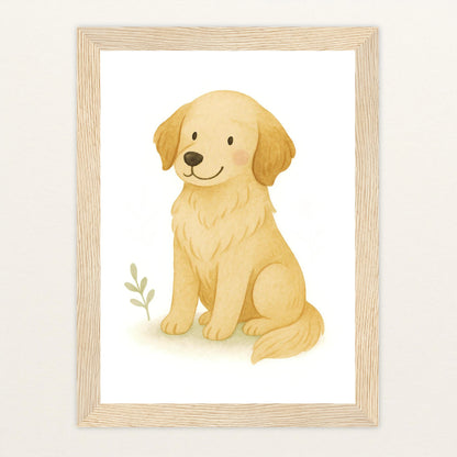 Hugo der Hund Poster mit Holzrahmen von tinylearner