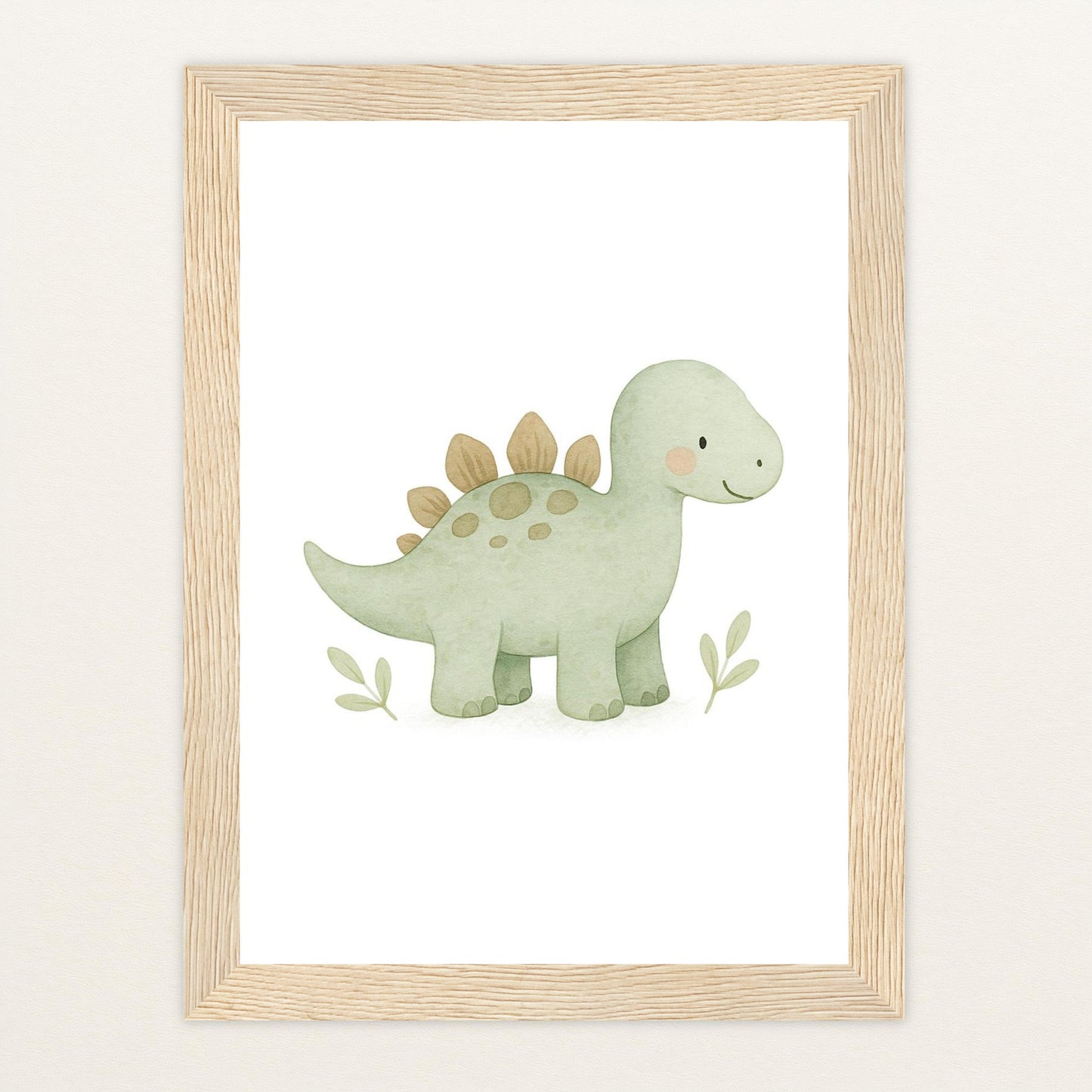 Dinosaurier Stegosaurus Poster mit Holzrahmen von tinylearner