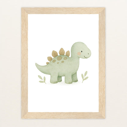 Dinosaurier Stegosaurus Poster mit Holzrahmen von tinylearner