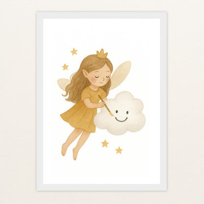 Fina die Fee - Motiv: "Wolke" Poster mit Holzrahmen von tinylearner