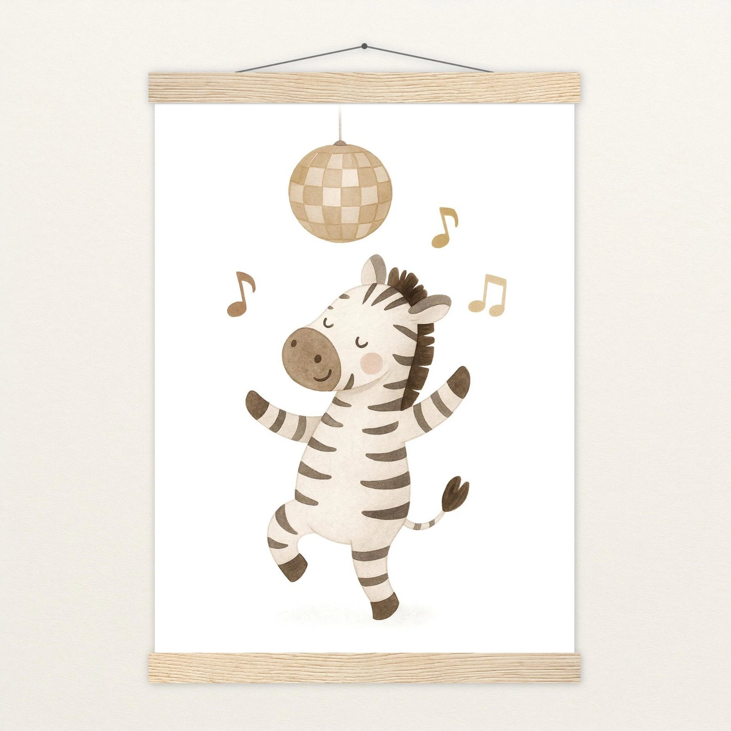 Zinni das Zebra - Motiv: "Tanzen" Poster mit Leisten von tinylearner
