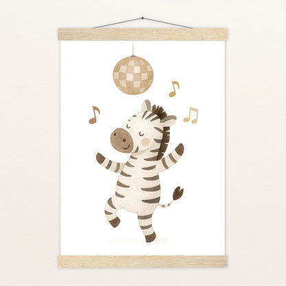 Zinni das Zebra - Motiv: "Tanzen" Poster mit Leisten von tinylearner