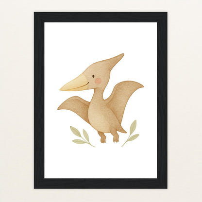 Dinosaurier Pteranodon Poster mit Holzrahmen von tinylearner
