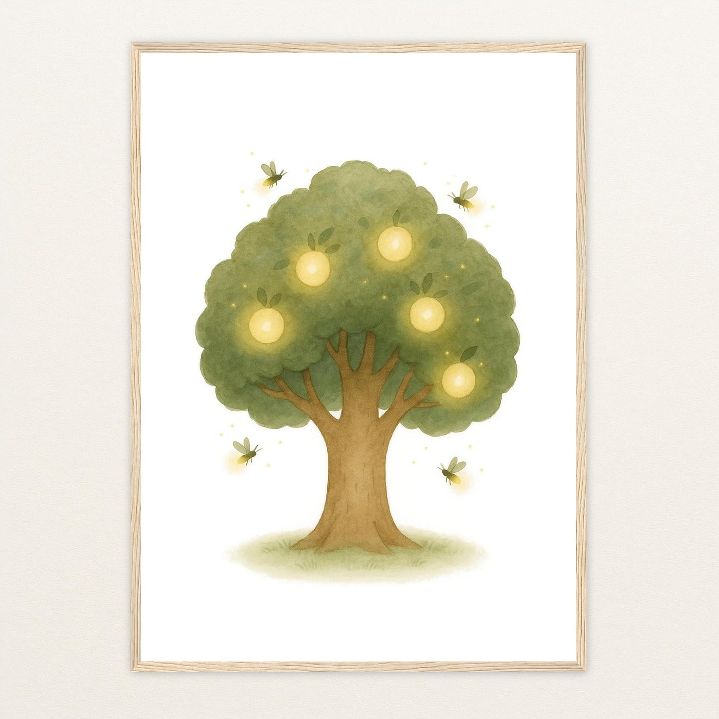 Leuchtbaum Poster mit Holzrahmen von tinylearner