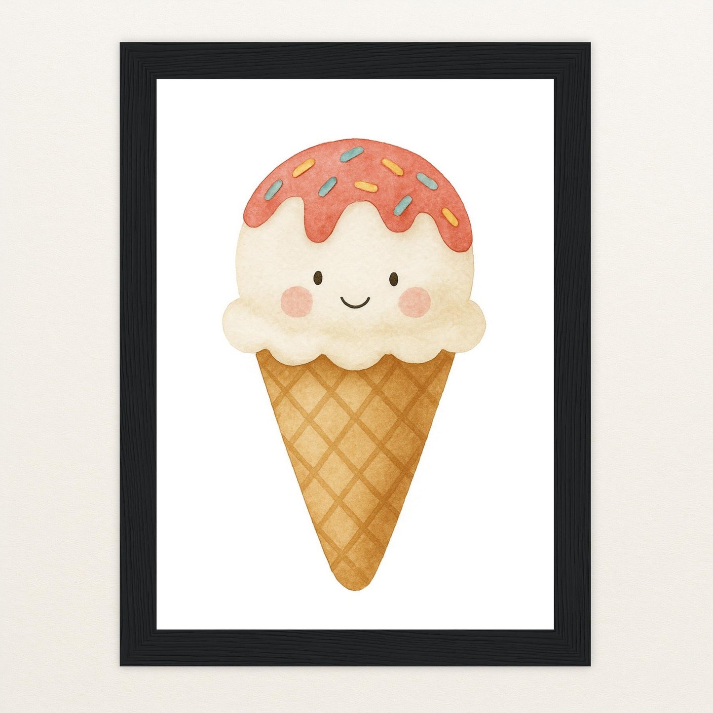Süßes: Eiscreme Poster mit Holzrahmen von tinylearner