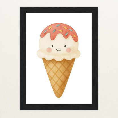 Süßes: Eiscreme Poster mit Holzrahmen von tinylearner