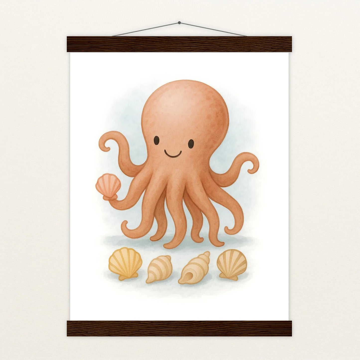 Tilli der Tintenfisch - Motiv: "Muscheln" Poster mit Leisten von tinylearner