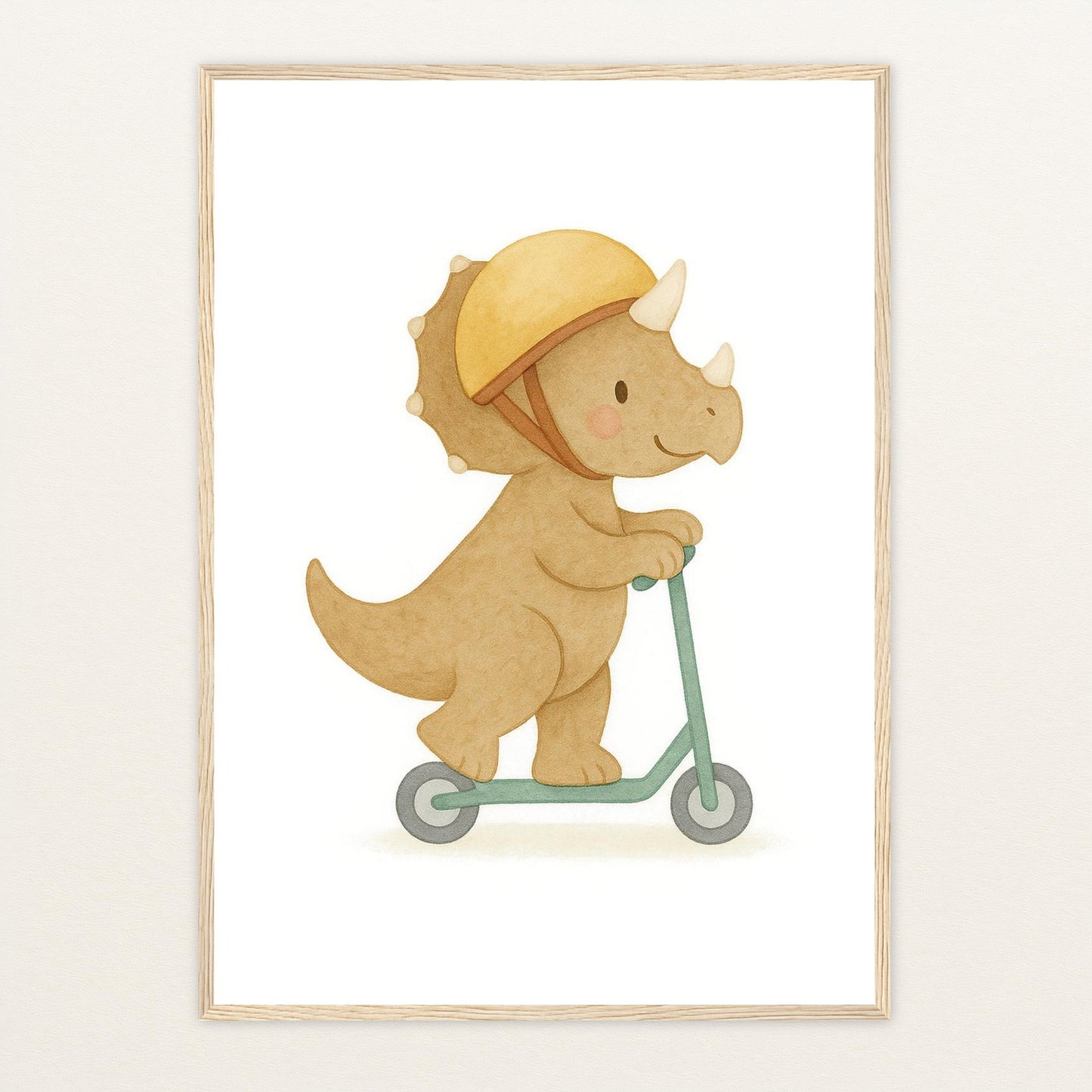 Dinosaurier Triceratops - Motiv: "Roller" Poster mit Holzrahmen von tinylearner