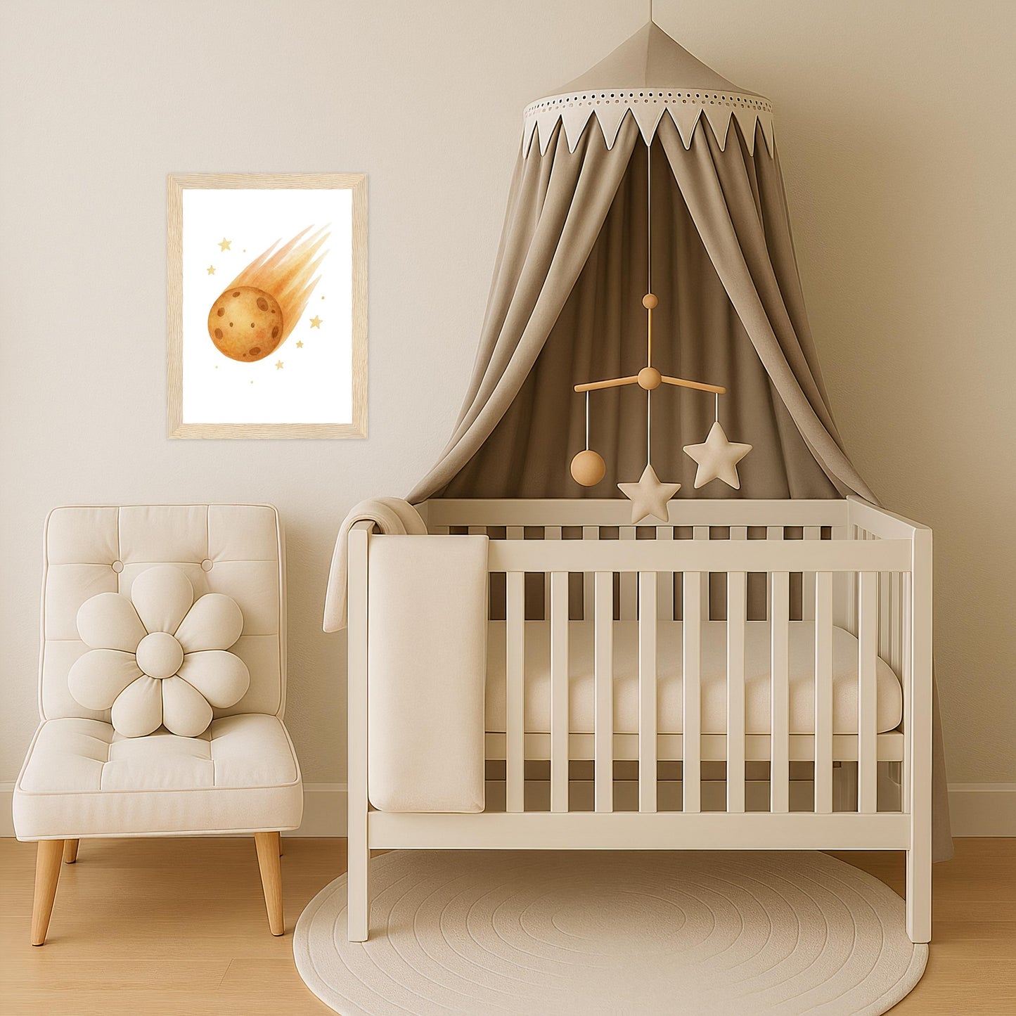 Asteroid Poster mit Holzrahmen von tinylearner