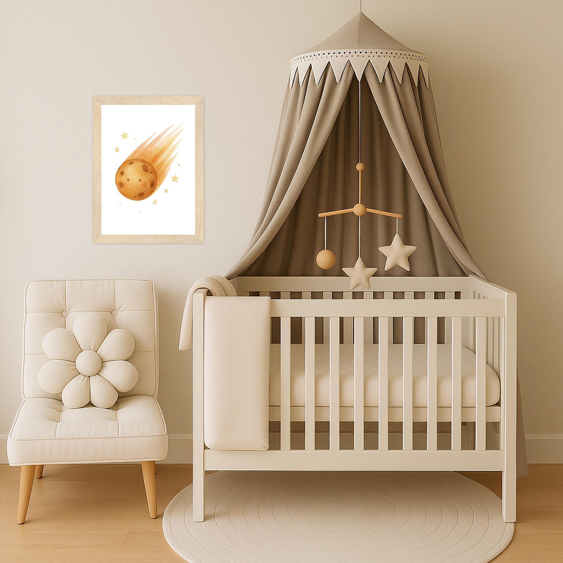 Asteroid Poster mit Holzrahmen von tinylearner