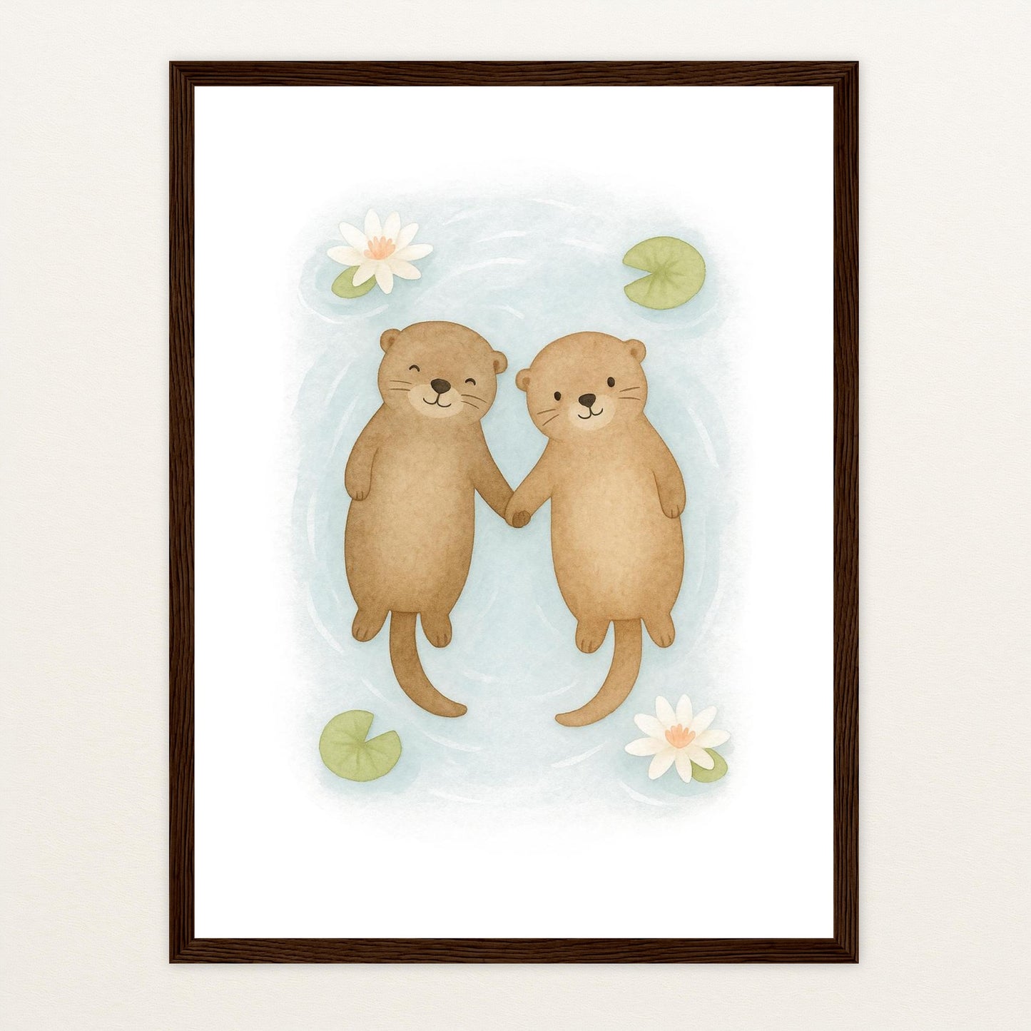 Otti der Otter Poster mit Holzrahmen von tinylearner