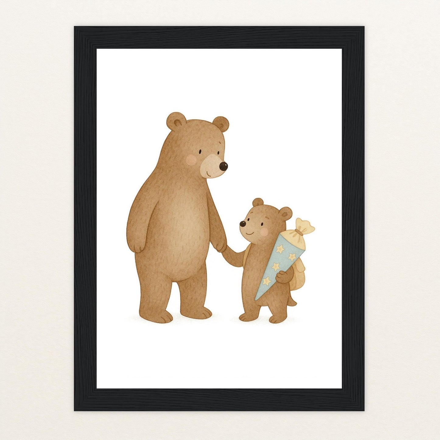 Balu der Bär - Motiv: "Schultüte" Poster mit Holzrahmen von tinylearner