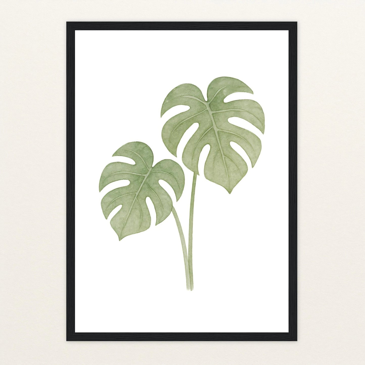 Monstera-Blätter Poster mit Holzrahmen von tinylearner