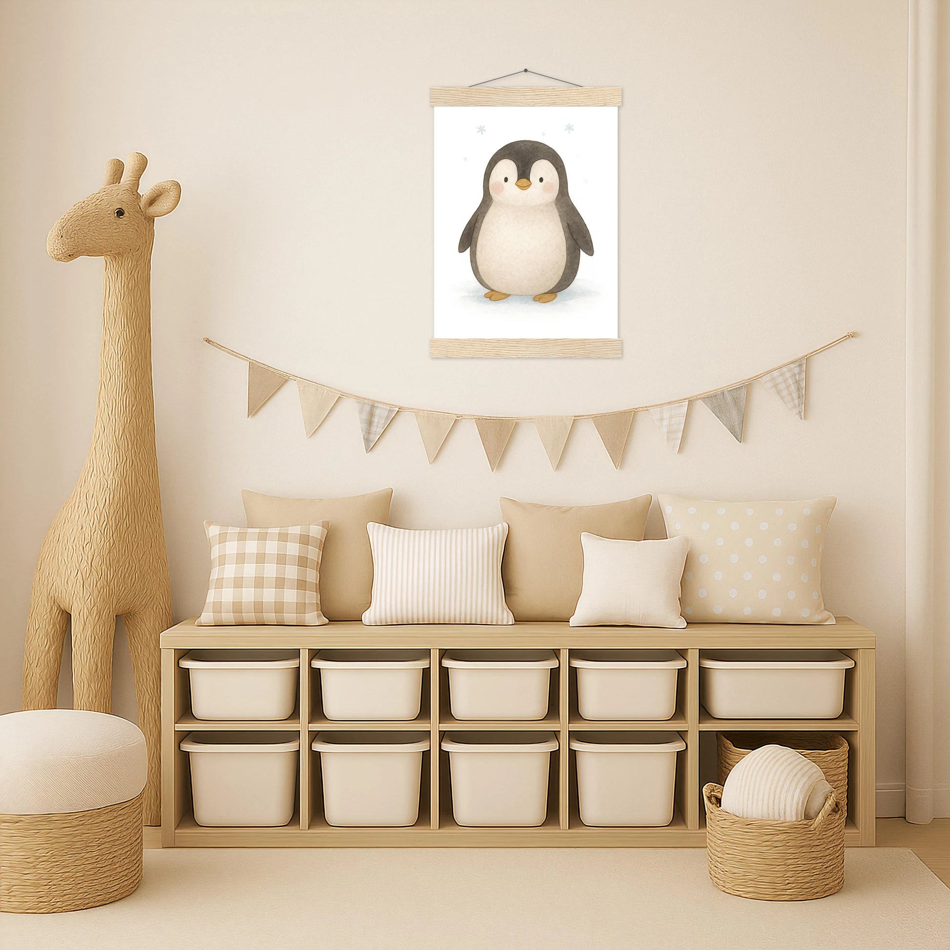 Pia der Pinguin Poster mit Leisten von tinylearner