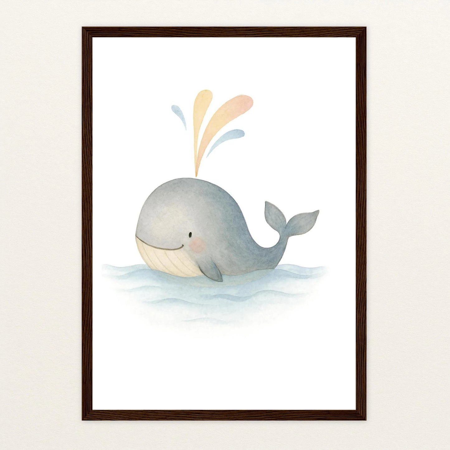 Willi der Wal - Motiv: "Freude" Poster mit Holzrahmen von tinylearner