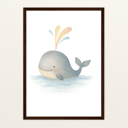 Willi der Wal - Motiv: "Freude" Poster mit Holzrahmen von tinylearner