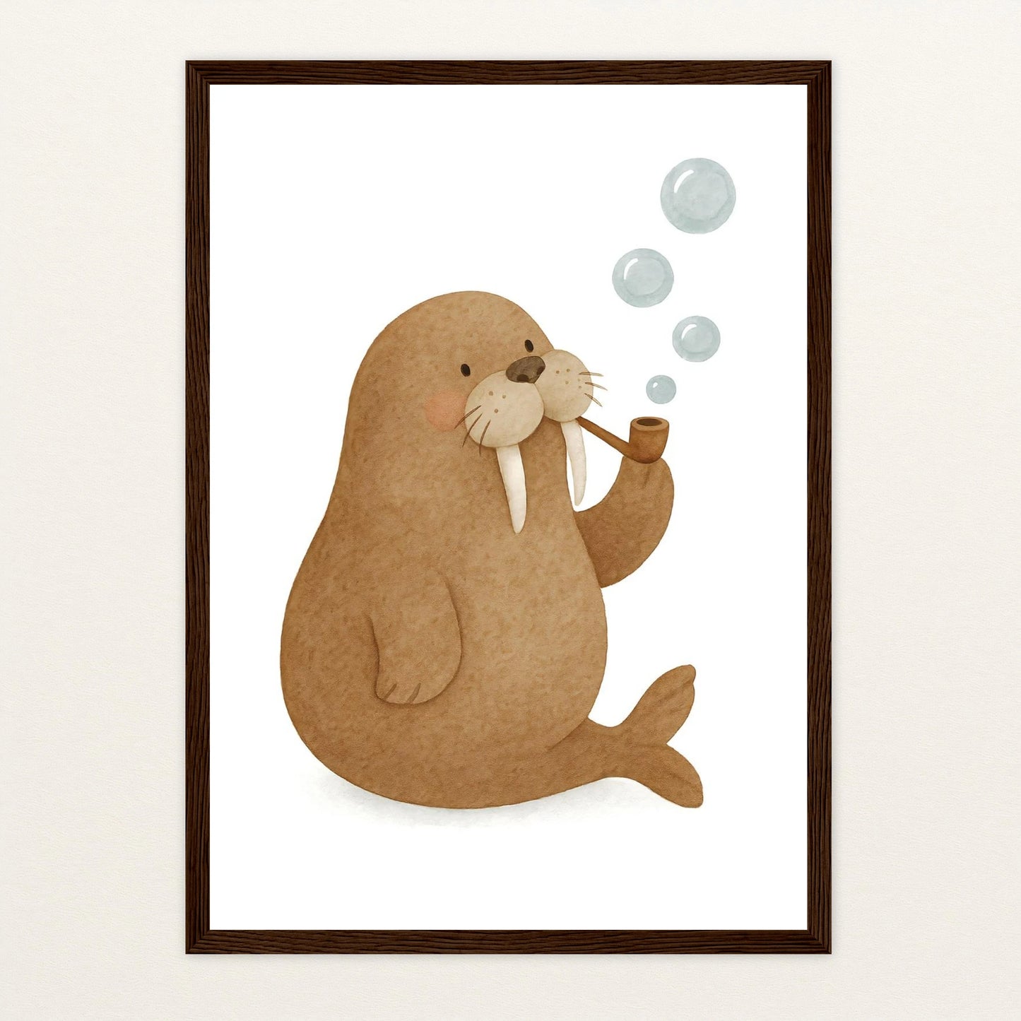 Wally das Walross - Motiv: "Blubbern" Poster mit Holzrahmen von tinylearner