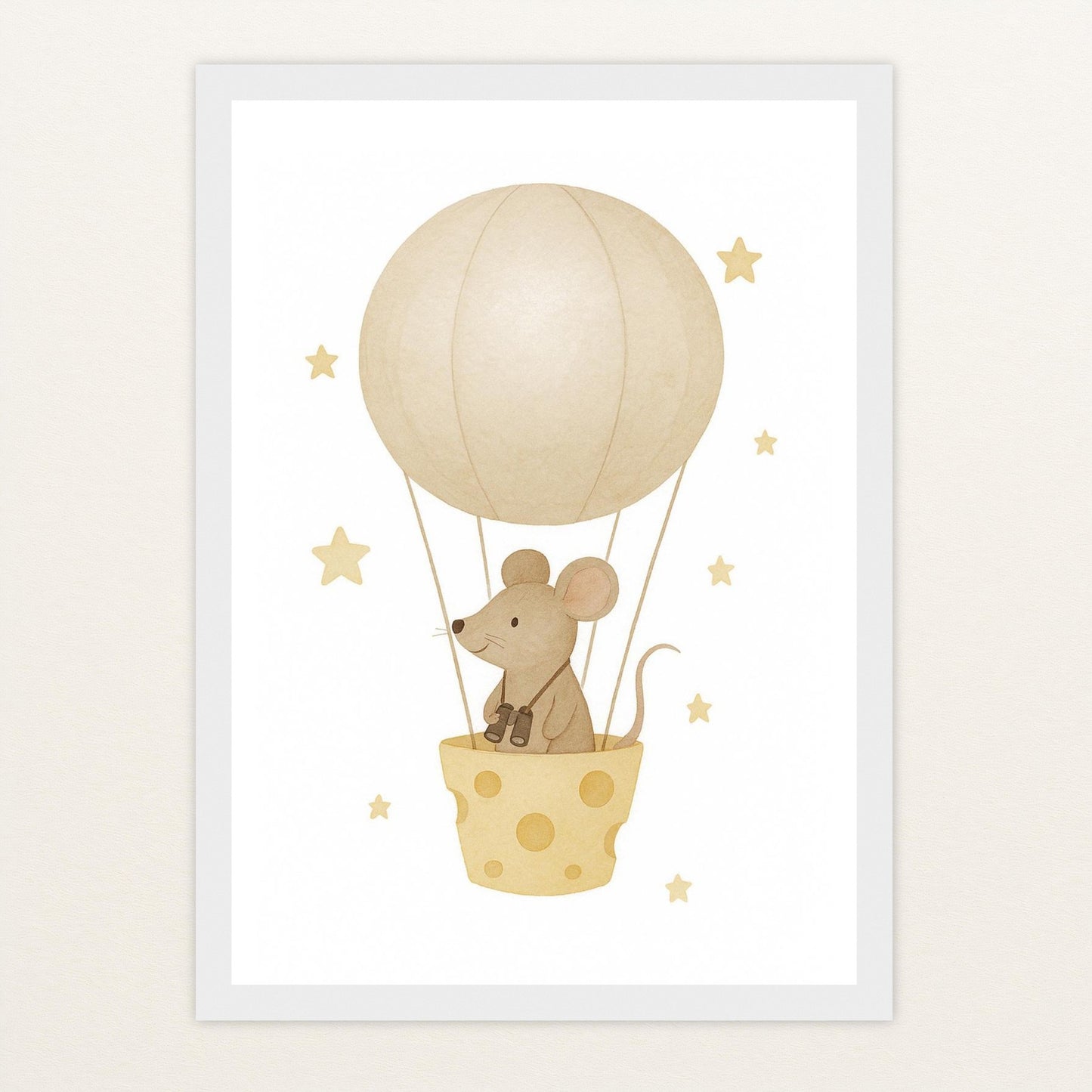 Mimi die Maus - Motiv: "Heißluftballon" Poster mit Holzrahmen von tinylearner