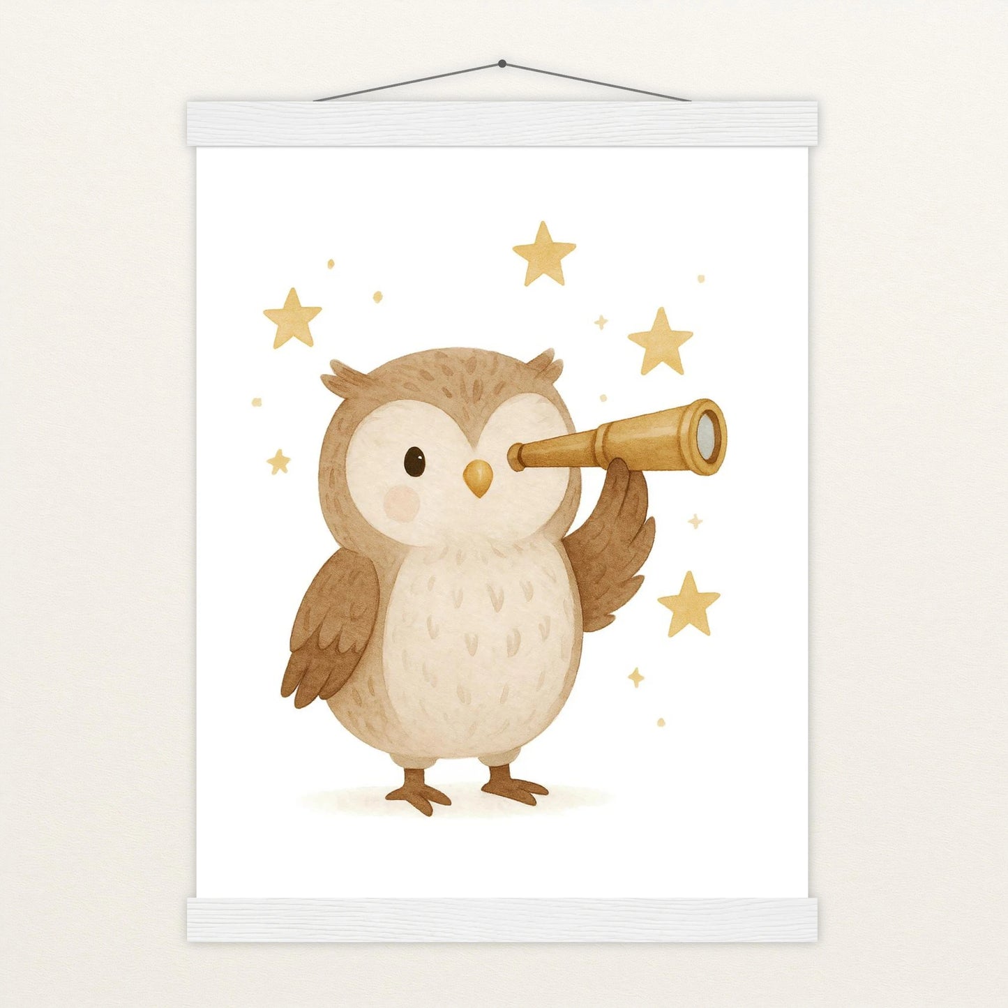 Emmi die Eule - Motiv: "Fernglas" Poster mit Leisten von tinylearner