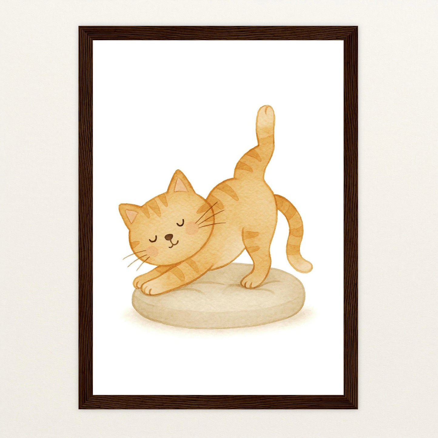 Kira die Katze - Motiv: "Yoga" Poster mit Holzrahmen von tinylearner