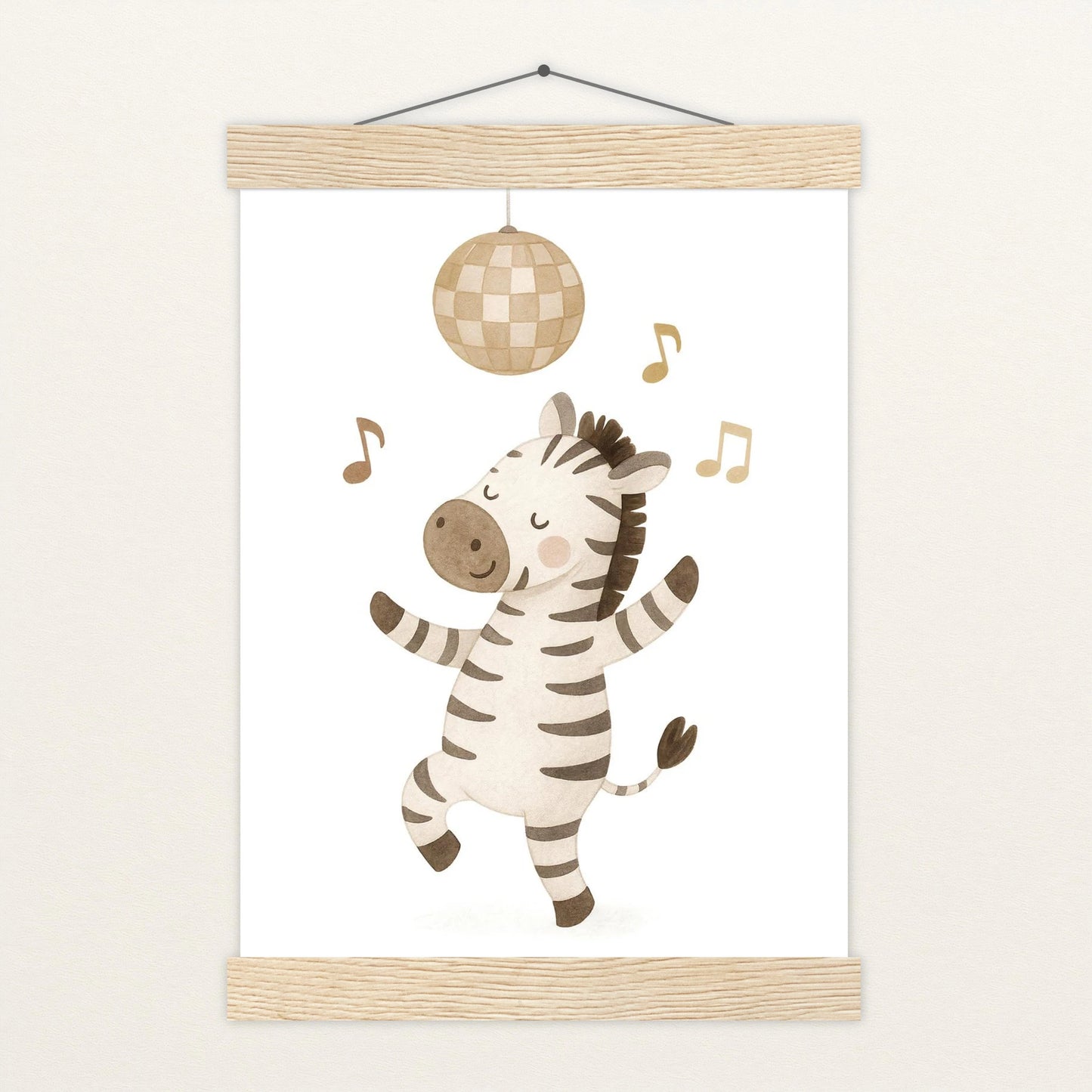 Zinni das Zebra - Motiv: "Tanzen" Poster mit Leisten von tinylearner