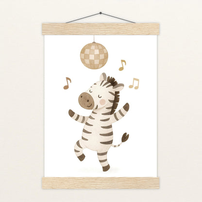 Zinni das Zebra - Motiv: "Tanzen" Poster mit Leisten von tinylearner