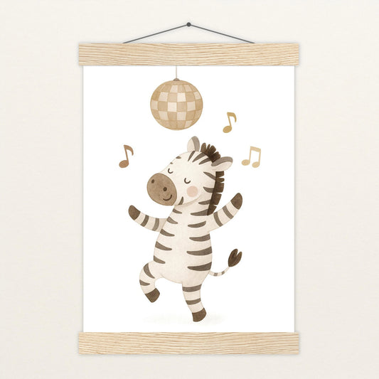 Zinni das Zebra - Motiv: "Tanzen" Poster mit Leisten von tinylearner