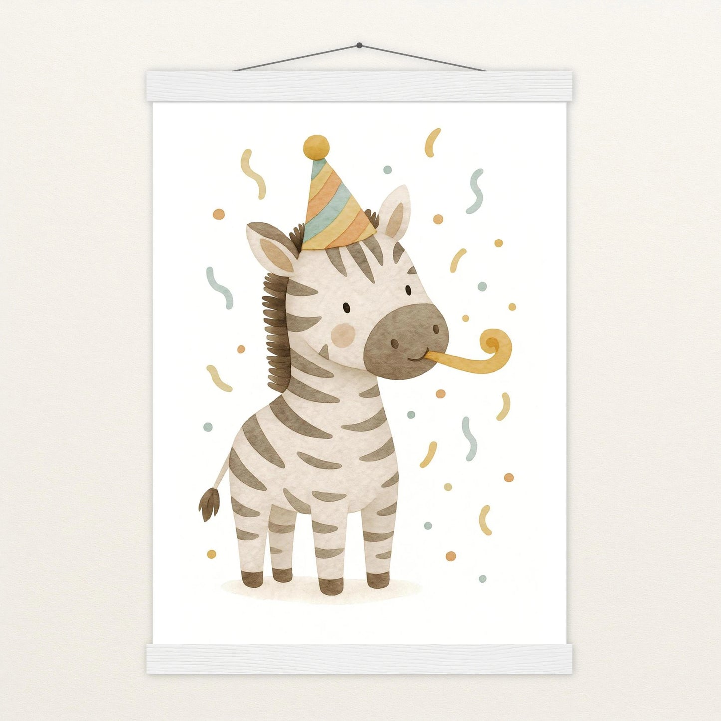 Zinni das Zebra - Motiv: "Party" Poster mit Leisten von tinylearner