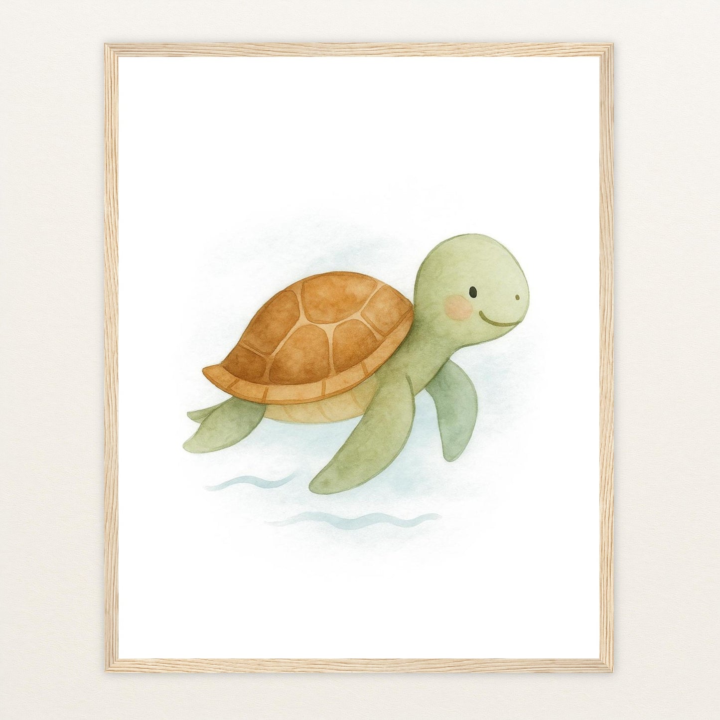 Sora die Schildkröte Poster mit Holzrahmen von tinylearner