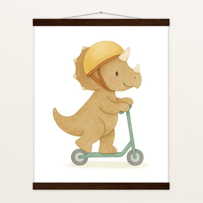 Dinosaurier Triceratops - Motiv: "Roller" Poster mit Leisten von tinylearner