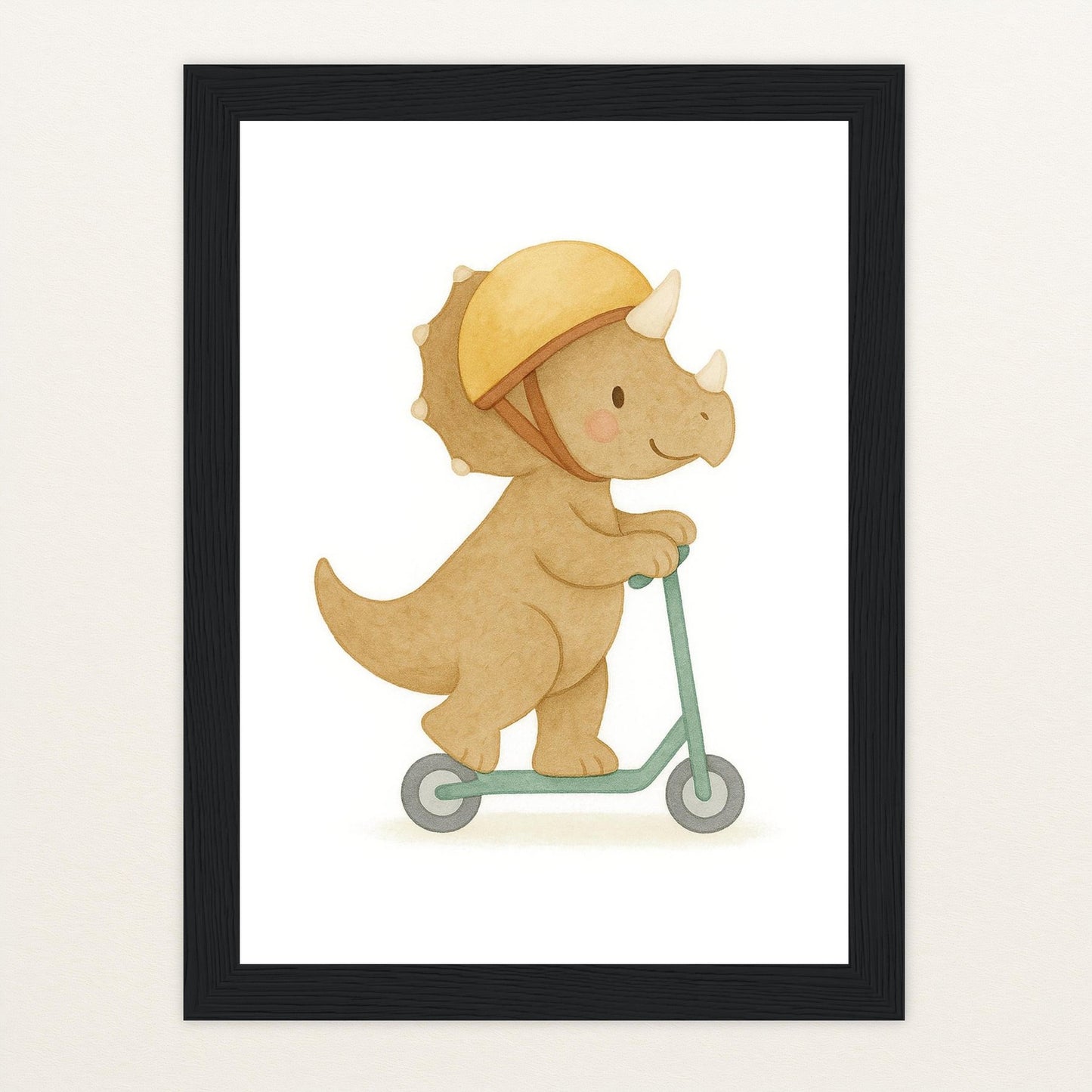 Dinosaurier Triceratops - Motiv: "Roller" Poster mit Holzrahmen von tinylearner