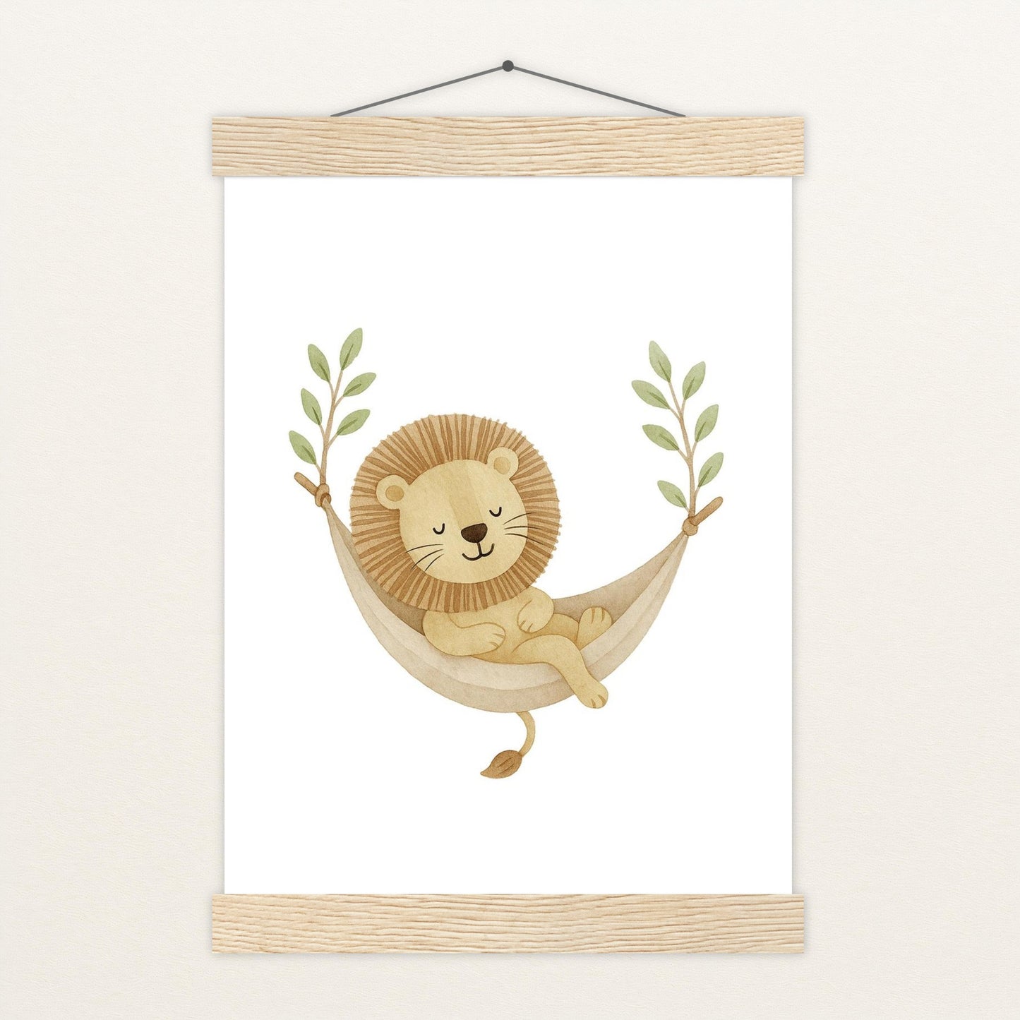 Leo der Löwe - Motiv: "Hängematte" Poster mit Leisten von tinylearner