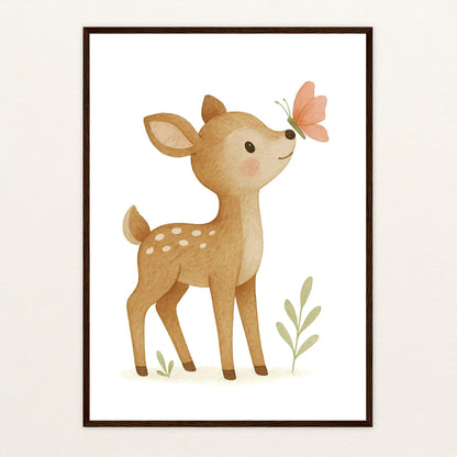 Ria das Reh - Motiv: "Schmetterling" Poster mit Holzrahmen von tinylearner