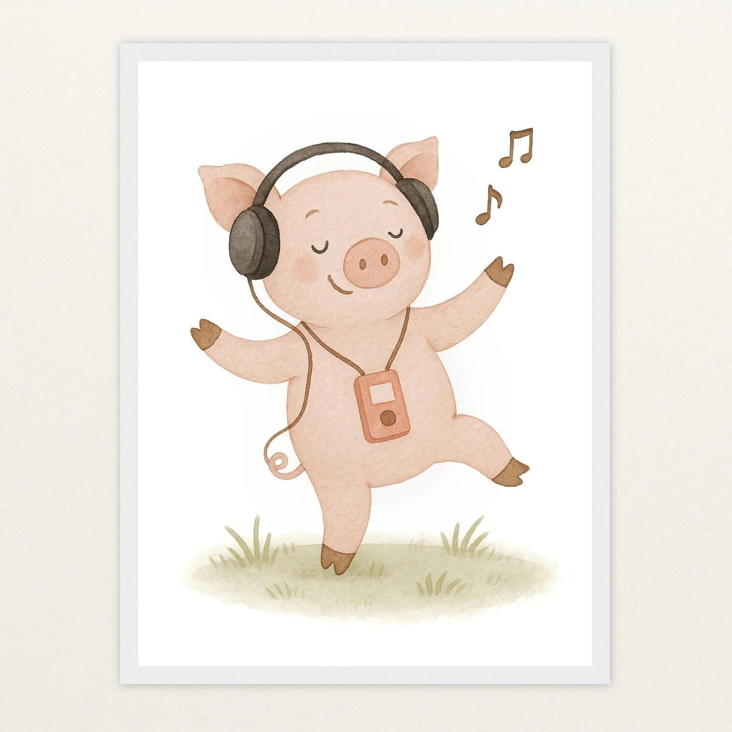 Susi das Schwein - Motiv: "Musik" Poster mit Holzrahmen von tinylearner