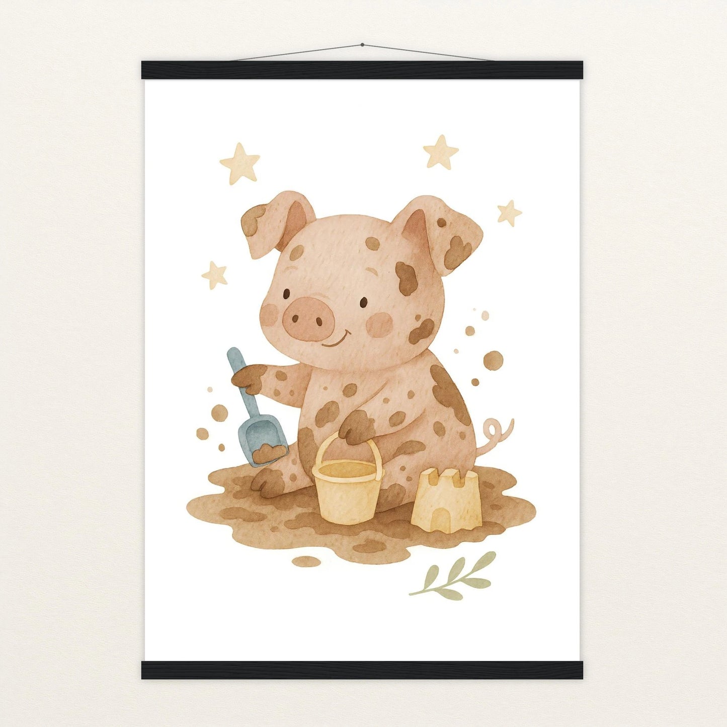 Susi das Schwein - Motiv: "Sandkasten" Poster mit Leisten von tinylearner