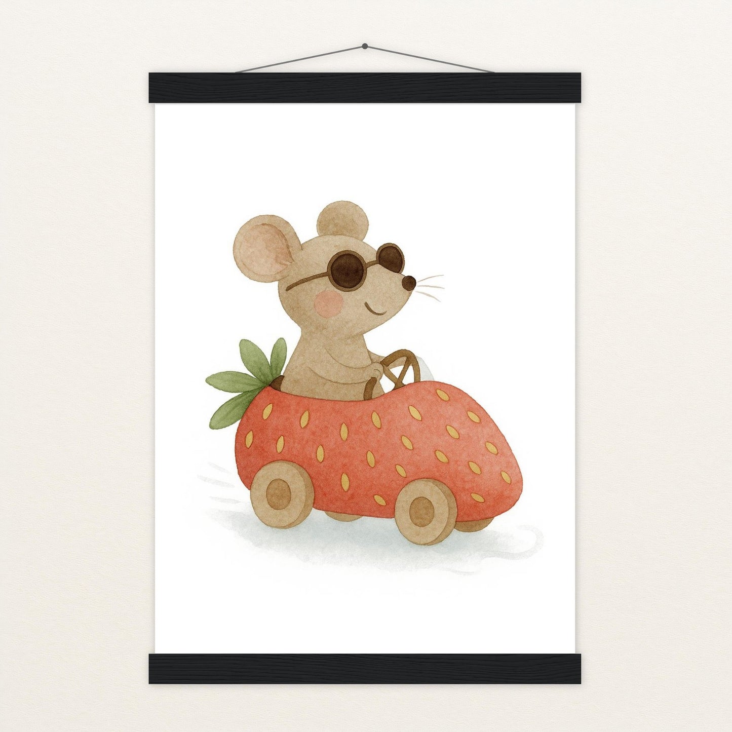 Mimi die Maus - Motiv: "Erdbeerwagen" Poster mit Leisten von tinylearner