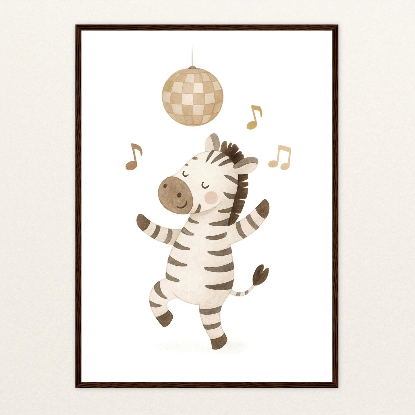 Zinni das Zebra - Motiv: "Tanzen" Poster mit Holzrahmen von tinylearner