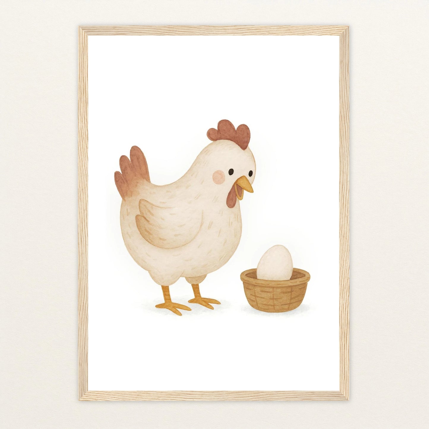 Hanni das Huhn - Motiv: "Ei" Poster mit Holzrahmen von tinylearner