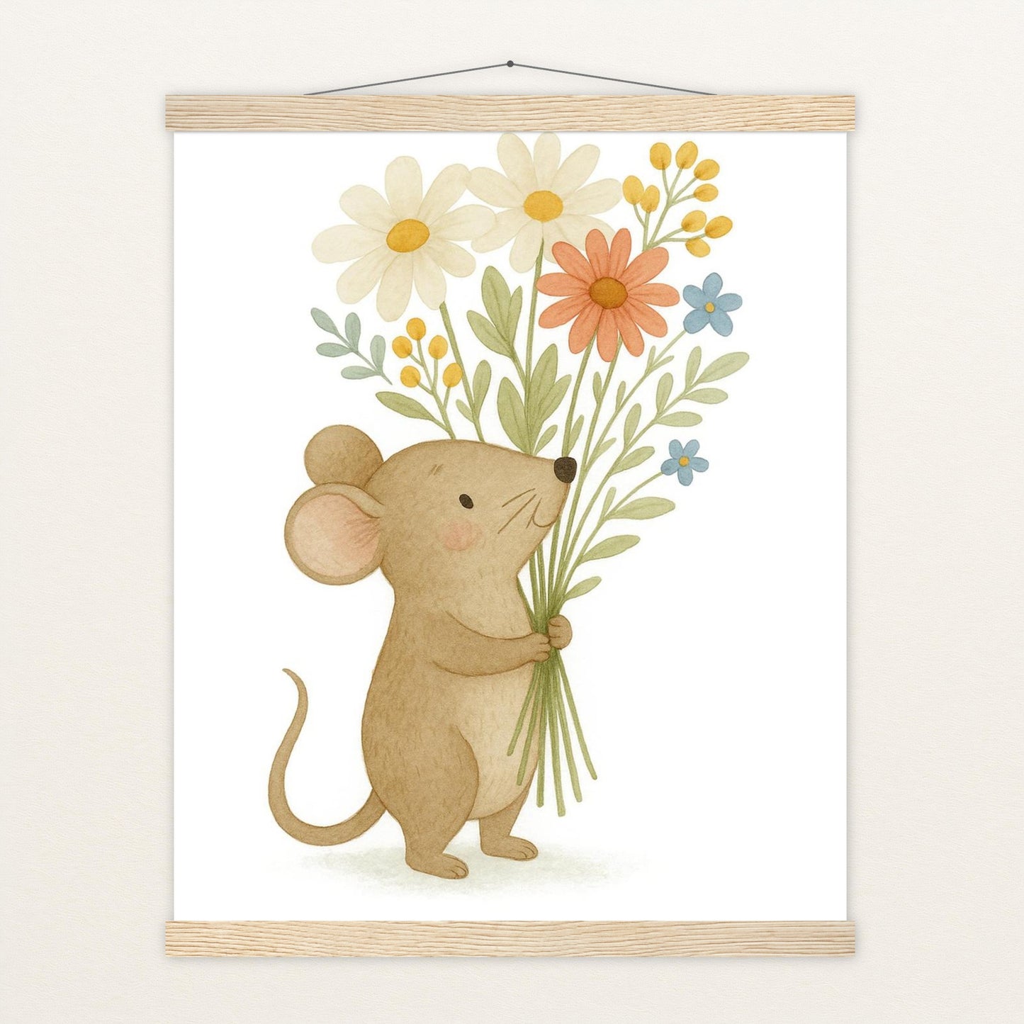 Mimi die Maus - Motiv: "Blumenstrauß" Poster mit Leisten von tinylearner