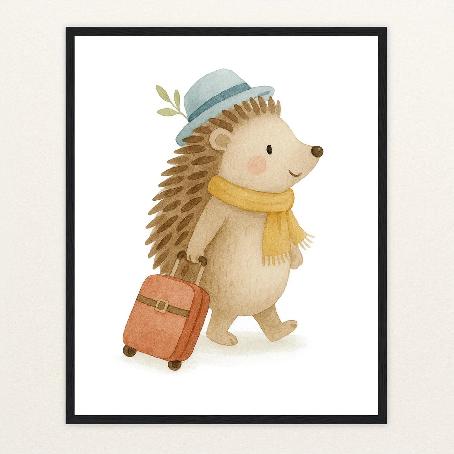Iggi der Igel - Motiv: "Reisen" Poster mit Holzrahmen von tinylearner