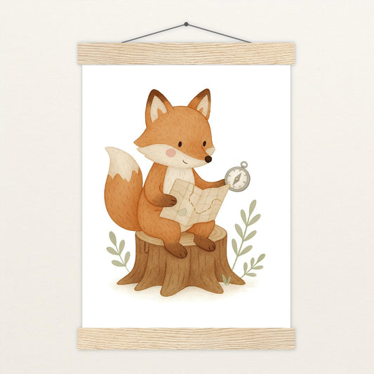 Finnegan der Fuchs - Motiv: "Abenteuerlust" Poster mit Leisten von tinylearner