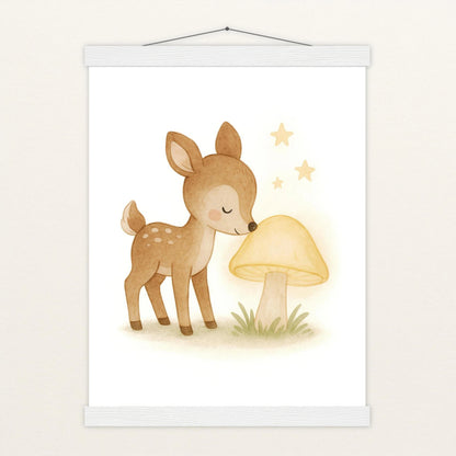 Ria das Reh - Motiv: "Leuchtpilz" Poster mit Leisten von tinylearner