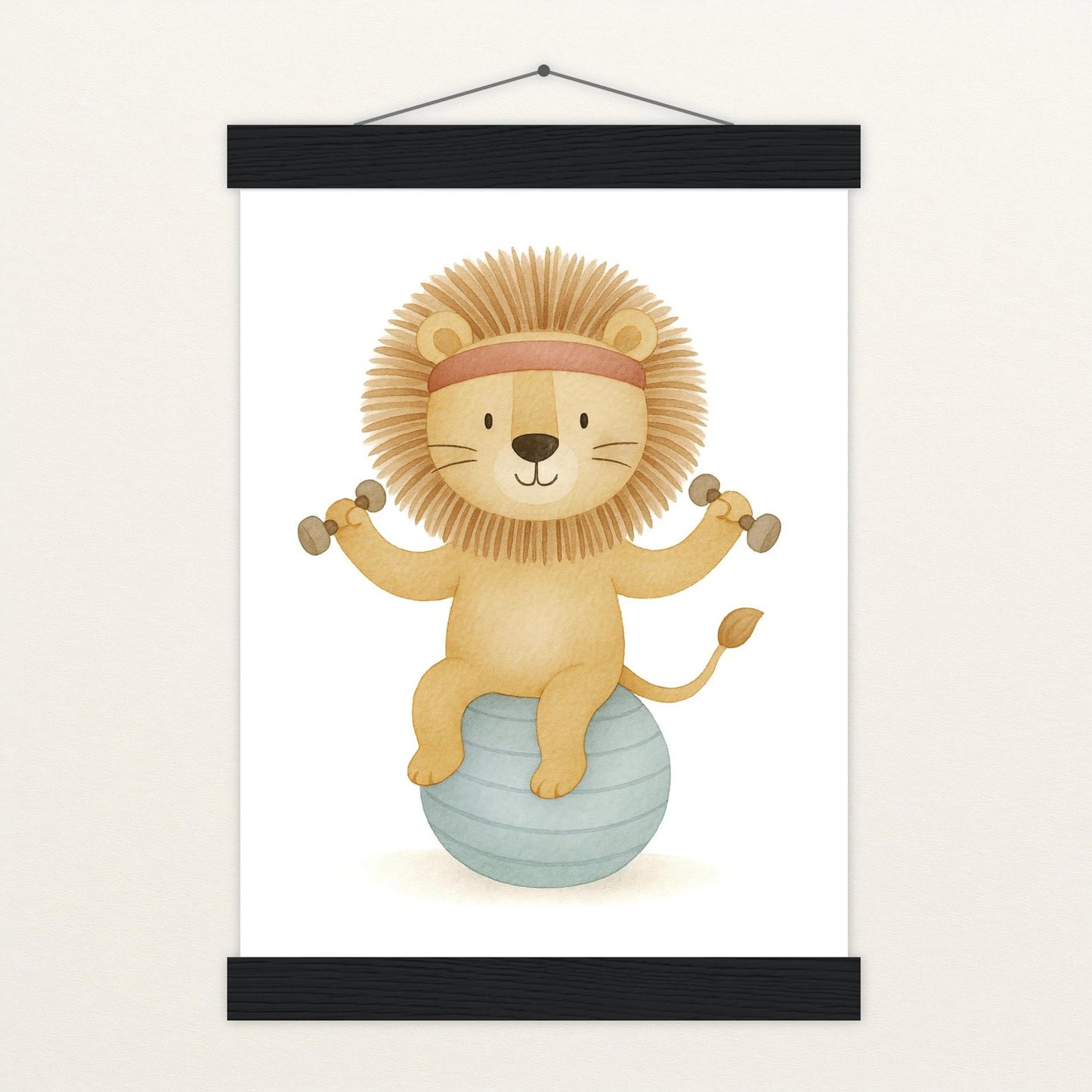 Leo der Löwe - Motiv: "Workout" Poster mit Leisten von tinylearner