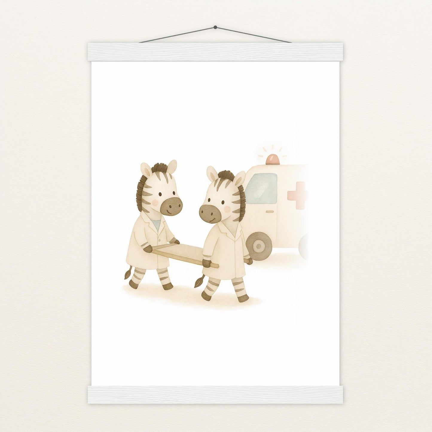 Zinni das Zebra - Motiv: "Krankenwagen" Poster mit Leisten von tinylearner