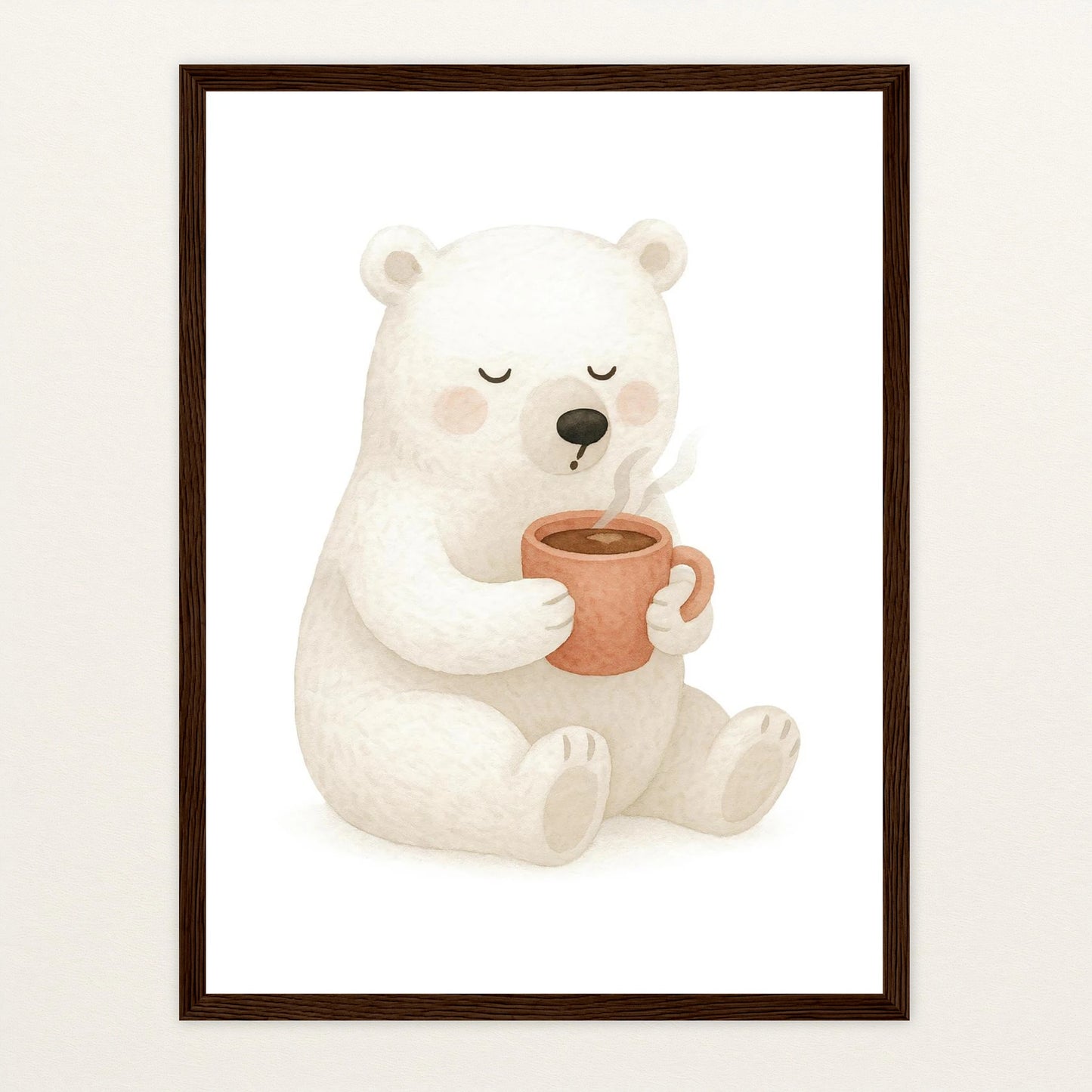Pummel der Polarbär - Motiv: "Kakao" Poster mit Holzrahmen von tinylearner