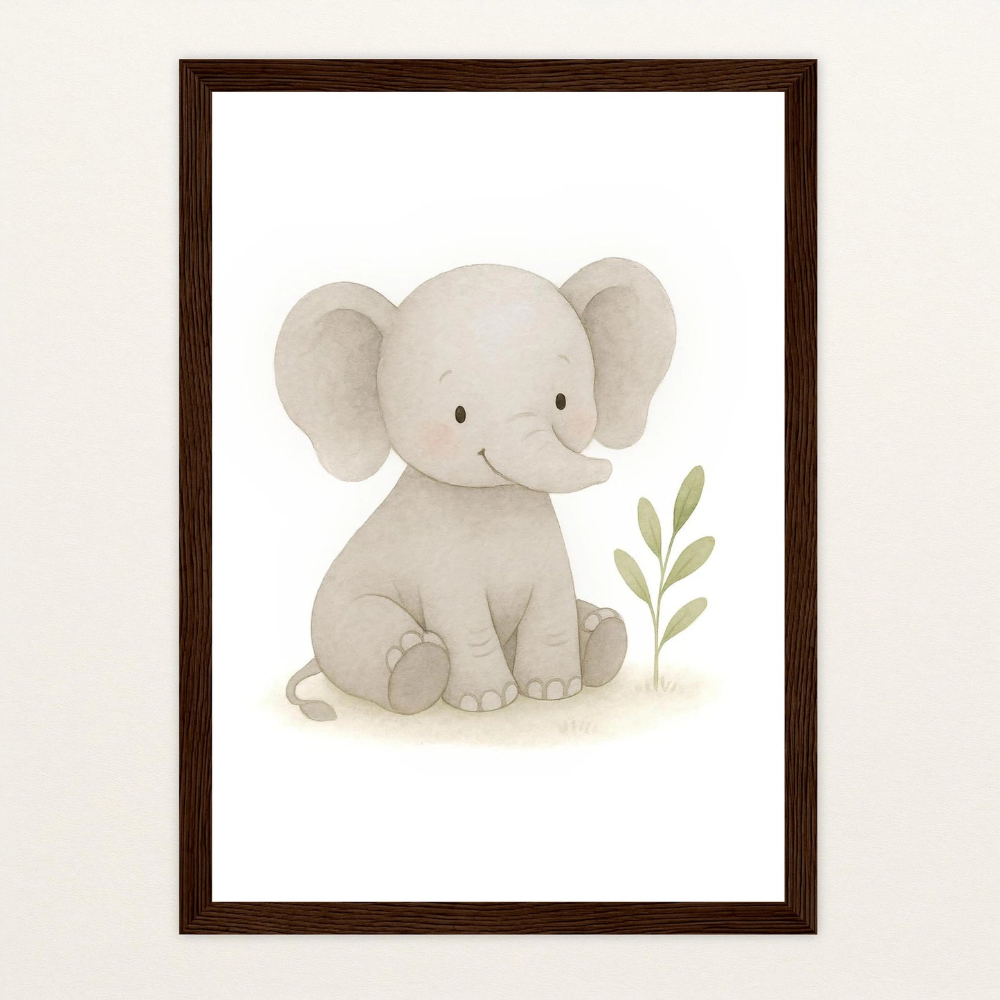 Emil der Elefant Poster mit Holzrahmen von tinylearner