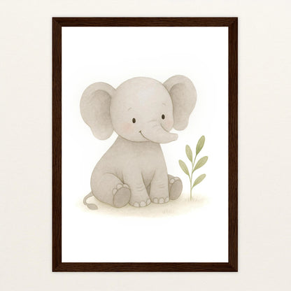 Emil der Elefant Poster mit Holzrahmen von tinylearner