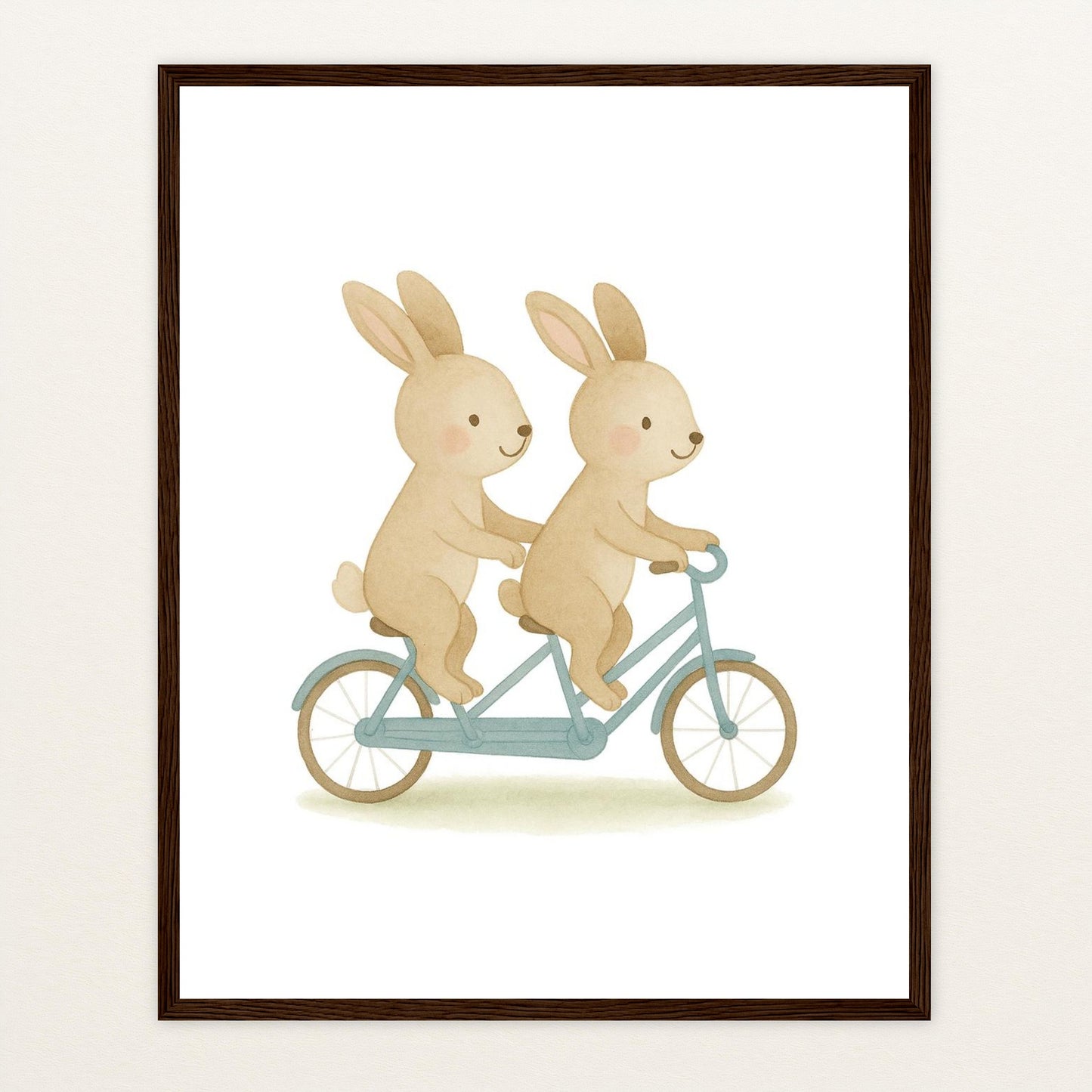Holly der Hase - Motiv: "Tandem" Poster mit Holzrahmen von tinylearner